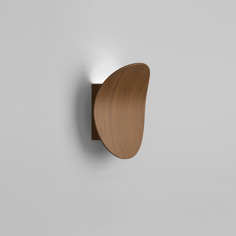 Modern Minimalist Wood Grain Curved Round Iron Aluminum LED Wall Sconce Lamp For Hallway