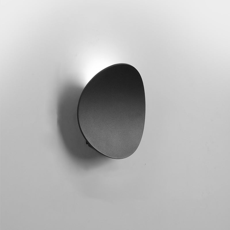 Modern Minimalist Wood Grain Curved Round Iron Aluminum LED Wall Sconce Lamp For Hallway