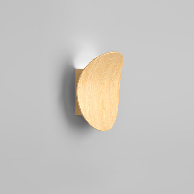 Modern Minimalist Wood Grain Curved Round Iron Aluminum LED Wall Sconce Lamp For Hallway