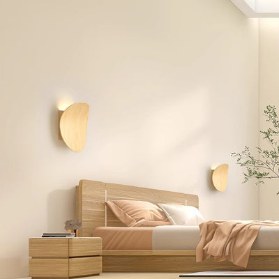 Modern Minimalist Wood Grain Curved Round Iron Aluminum LED Wall Sconce Lamp For Hallway