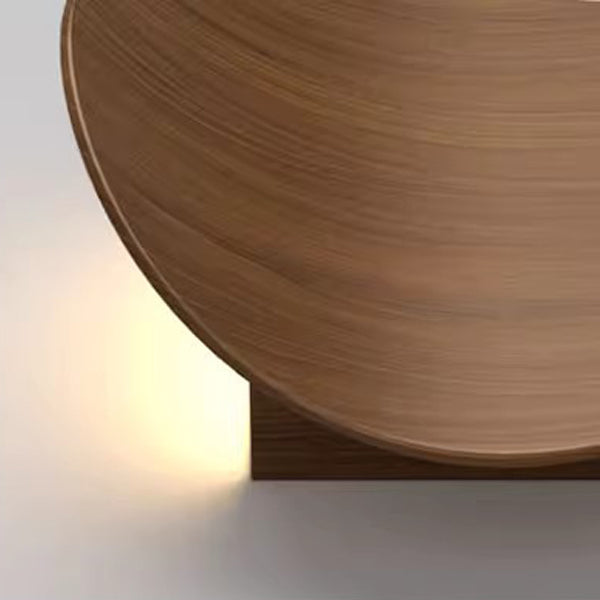 Modern Minimalist Wood Grain Curved Round Iron Aluminum LED Wall Sconce Lamp For Hallway