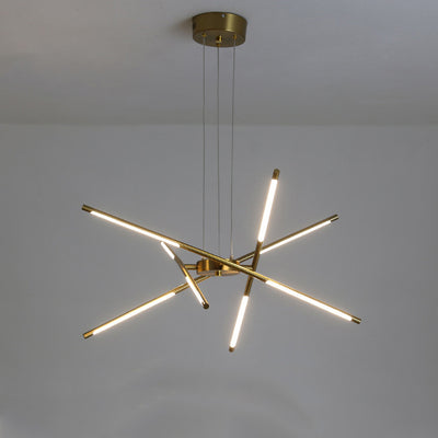 Zeitgenössischer kreativer langer Streifen, der Zweige kreuzt, Hardware-Acryl-LED-Kronleuchter für das Esszimmer 