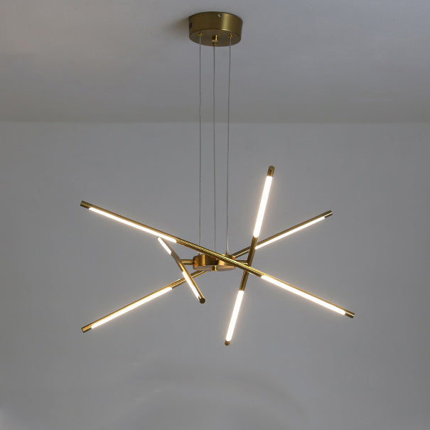 Zeitgenössischer kreativer langer Streifen, der Zweige kreuzt, Hardware-Acryl-LED-Kronleuchter für das Esszimmer 