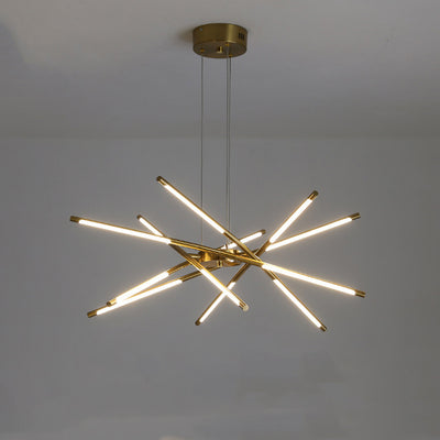 Zeitgenössischer kreativer langer Streifen, der Zweige kreuzt, Hardware-Acryl-LED-Kronleuchter für das Esszimmer 