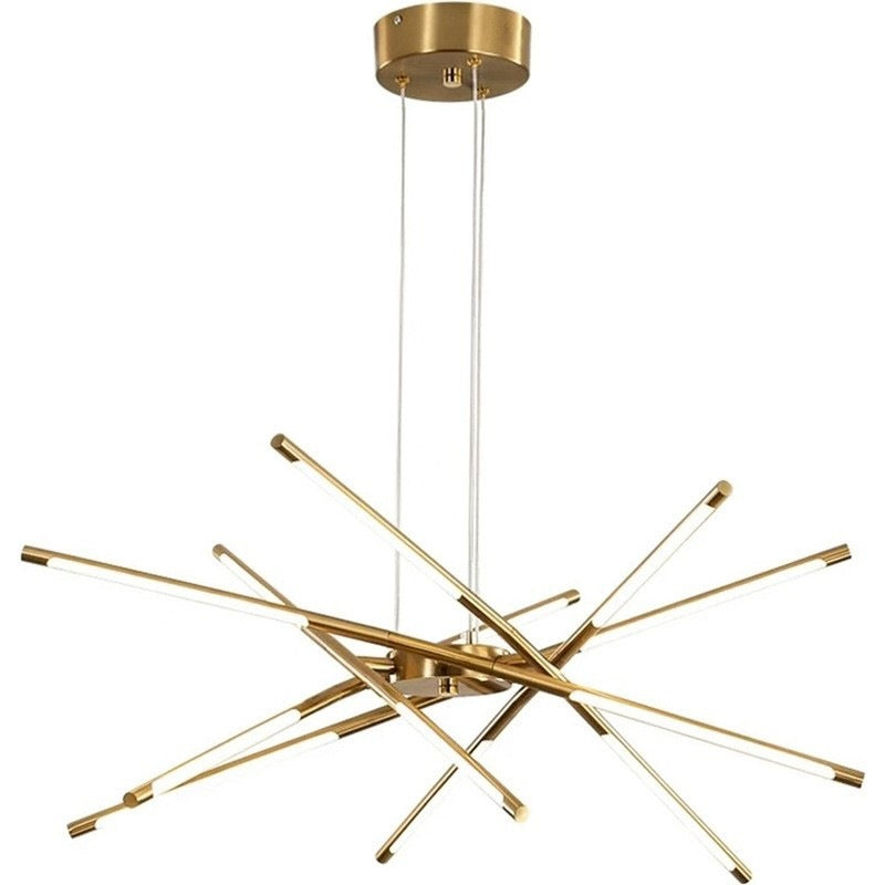 Zeitgenössischer kreativer langer Streifen, der Zweige kreuzt, Hardware-Acryl-LED-Kronleuchter für das Esszimmer 