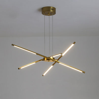 Zeitgenössischer kreativer langer Streifen, der Zweige kreuzt, Hardware-Acryl-LED-Kronleuchter für das Esszimmer 
