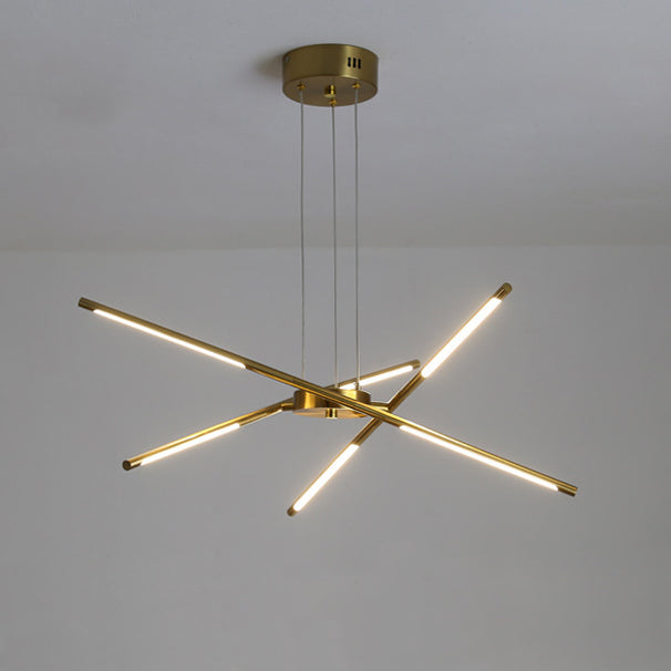 Zeitgenössischer kreativer langer Streifen, der Zweige kreuzt, Hardware-Acryl-LED-Kronleuchter für das Esszimmer 
