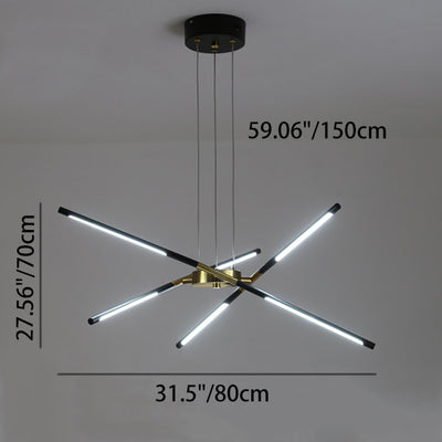 Zeitgenössischer kreativer langer Streifen, der Zweige kreuzt, Hardware-Acryl-LED-Kronleuchter für das Esszimmer 