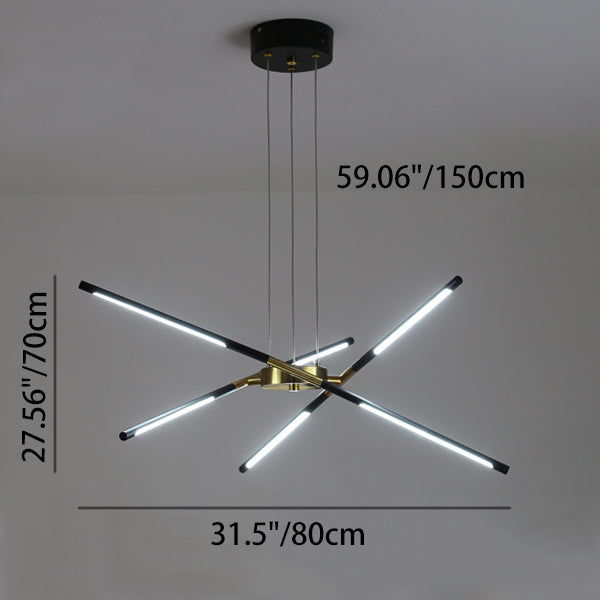 Zeitgenössischer kreativer langer Streifen, der Zweige kreuzt, Hardware-Acryl-LED-Kronleuchter für das Esszimmer 