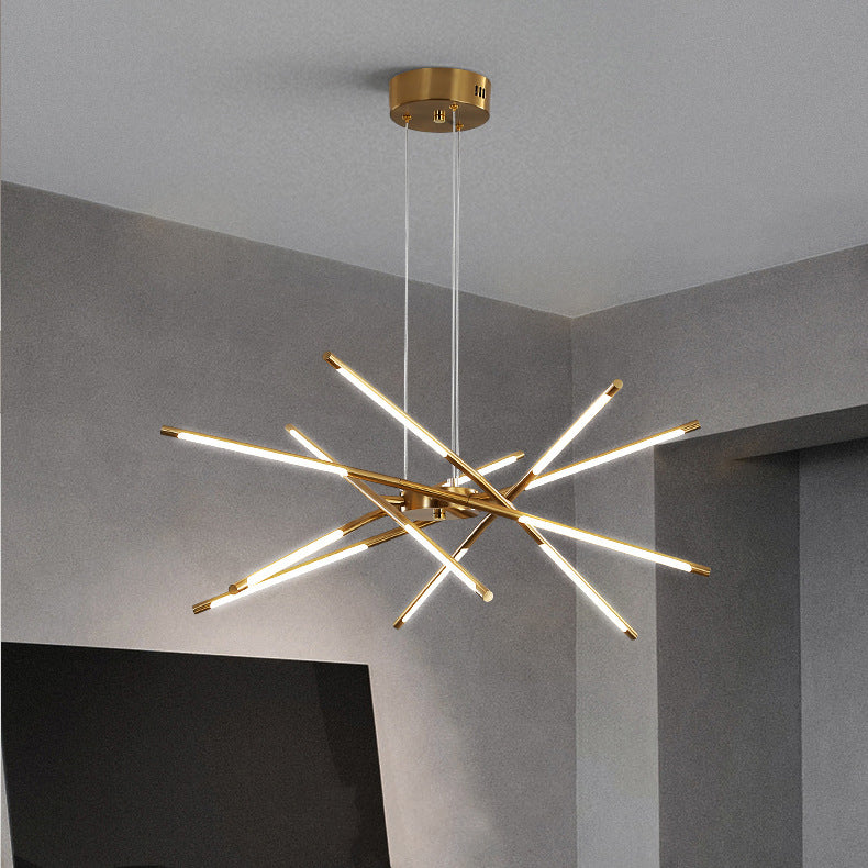 Zeitgenössischer kreativer langer Streifen, der Zweige kreuzt, Hardware-Acryl-LED-Kronleuchter für das Esszimmer 