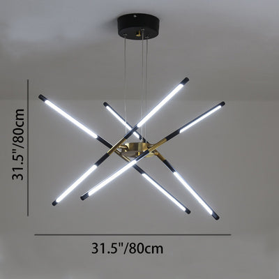Zeitgenössischer kreativer langer Streifen, der Zweige kreuzt, Hardware-Acryl-LED-Kronleuchter für das Esszimmer 