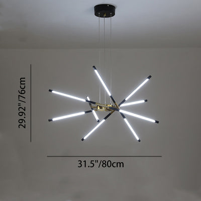Zeitgenössischer kreativer langer Streifen, der Zweige kreuzt, Hardware-Acryl-LED-Kronleuchter für das Esszimmer 