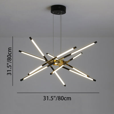 Zeitgenössischer kreativer langer Streifen, der Zweige kreuzt, Hardware-Acryl-LED-Kronleuchter für das Esszimmer 