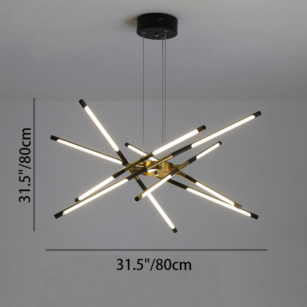 Zeitgenössischer kreativer langer Streifen, der Zweige kreuzt, Hardware-Acryl-LED-Kronleuchter für das Esszimmer 