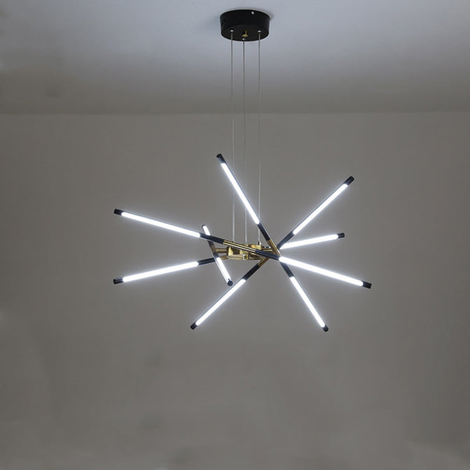 Zeitgenössischer kreativer langer Streifen, der Zweige kreuzt, Hardware-Acryl-LED-Kronleuchter für das Esszimmer 