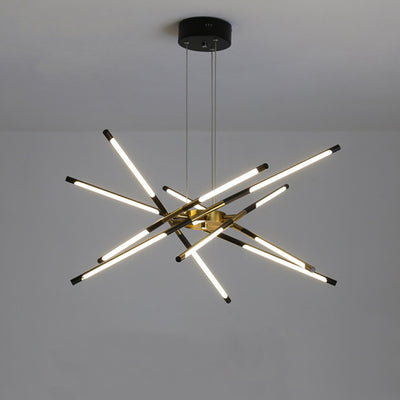 Zeitgenössischer kreativer langer Streifen, der Zweige kreuzt, Hardware-Acryl-LED-Kronleuchter für das Esszimmer 