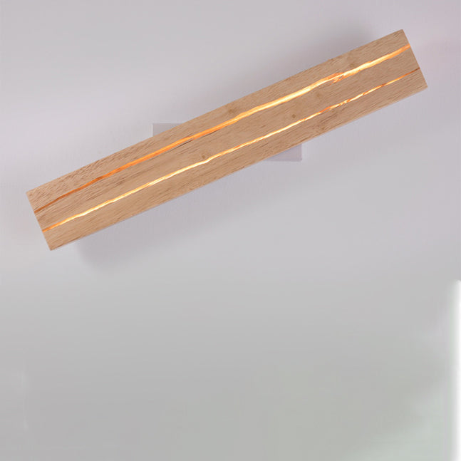 مصباح حائط LED خشبي حديدي مع تصميم مستطيل دوار بأسلوب حديث وبسيط لغرفة النوم 