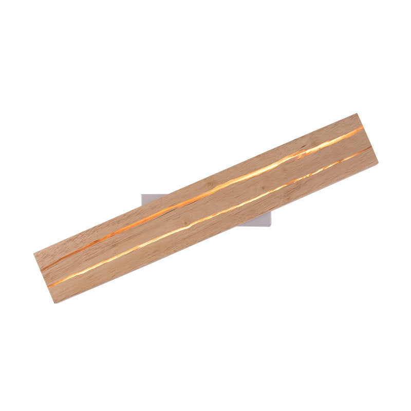 Moderne minimalistische rechteckige drehbare Log-Crack-Holz-Eisen-LED-Wandleuchte für das Schlafzimmer 