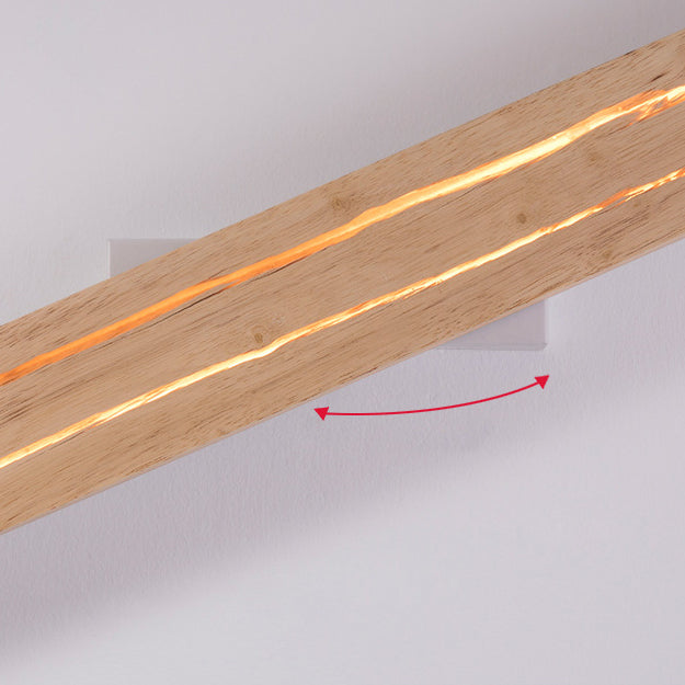 مصباح حائط LED خشبي حديدي مع تصميم مستطيل دوار بأسلوب حديث وبسيط لغرفة النوم 