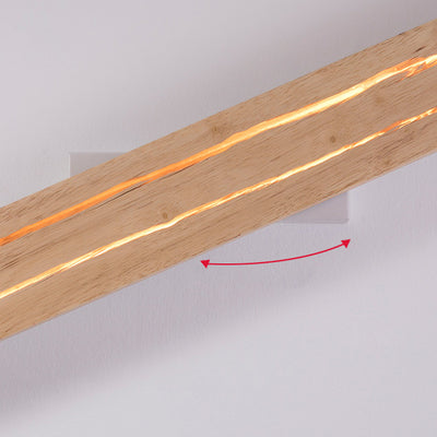 Moderne minimalistische rechteckige drehbare Log-Crack-Holz-Eisen-LED-Wandleuchte für das Schlafzimmer 