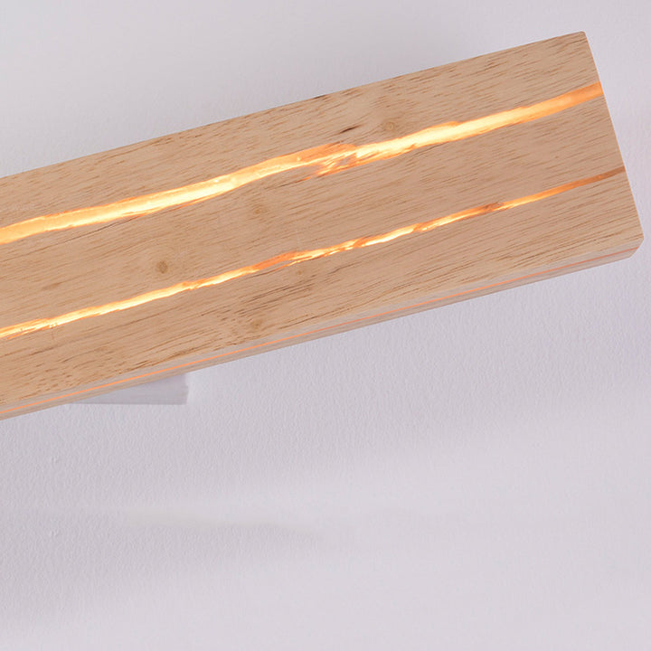 مصباح حائط LED خشبي حديدي مع تصميم مستطيل دوار بأسلوب حديث وبسيط لغرفة النوم 