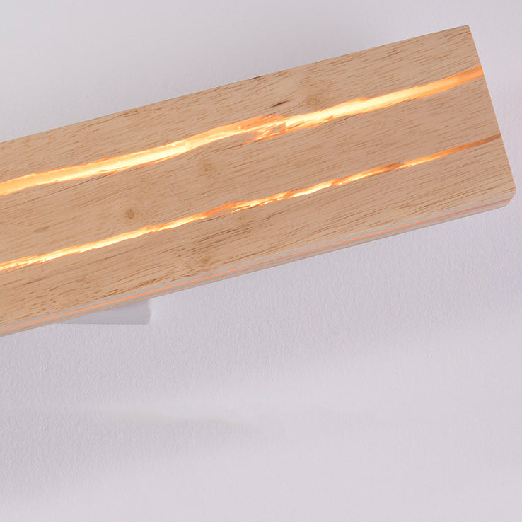 Moderne minimalistische rechteckige drehbare Log-Crack-Holz-Eisen-LED-Wandleuchte für das Schlafzimmer 