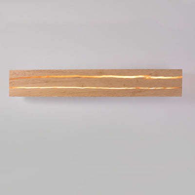 Moderne minimalistische rechteckige drehbare Log-Crack-Holz-Eisen-LED-Wandleuchte für das Schlafzimmer 