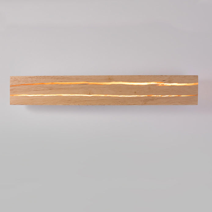 Moderne minimalistische rechteckige drehbare Log-Crack-Holz-Eisen-LED-Wandleuchte für das Schlafzimmer 