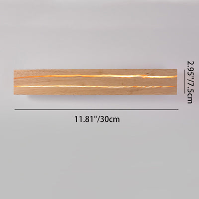 Moderne minimalistische rechteckige drehbare Log-Crack-Holz-Eisen-LED-Wandleuchte für das Schlafzimmer 
