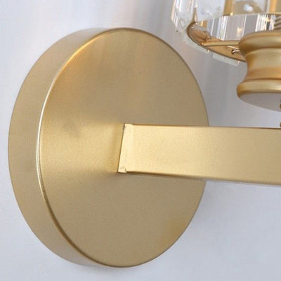 Contemporary Luxury Square Round Ribbed Crystal Hardware 1-Light Wall Sconce Lamp For Living Room