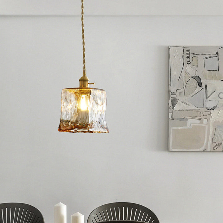Suspension lumineuse contemporaine nordique en verre géométrique pour salon 