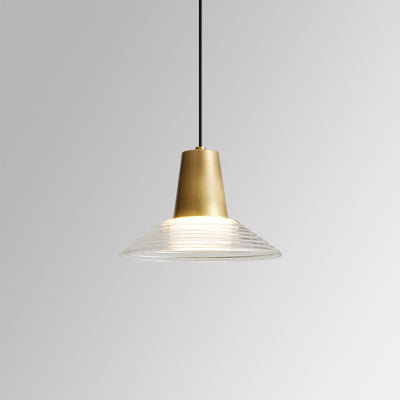 Moderna lámpara colgante de lujo en forma de cono de vidrio y latón con LED para sala de estar 