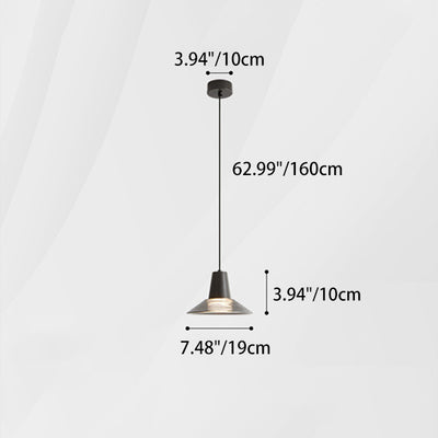 Moderna lámpara colgante de lujo en forma de cono de vidrio y latón con LED para sala de estar 
