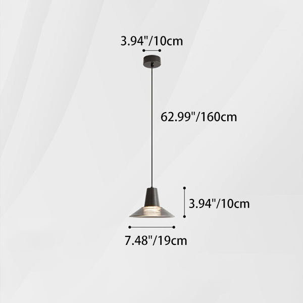 Moderna lámpara colgante de lujo en forma de cono de vidrio y latón con LED para sala de estar 