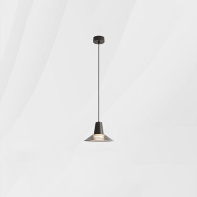 Moderna lámpara colgante de lujo en forma de cono de vidrio y latón con LED para sala de estar 
