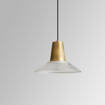 Moderna lámpara colgante de lujo en forma de cono de vidrio y latón con LED para sala de estar 