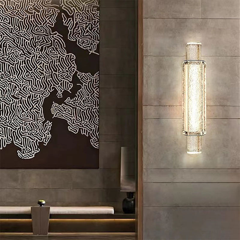 Lámpara de Aplique de Pared LED de Cilindro de Burbuja de Hierro y Vidrio de Lujo Moderno para Dormitorio 