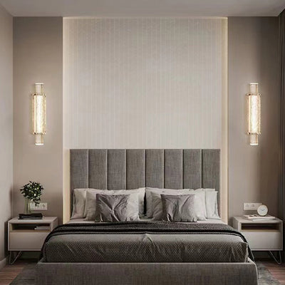 Lámpara de Aplique de Pared LED de Cilindro de Burbuja de Hierro y Vidrio de Lujo Moderno para Dormitorio 