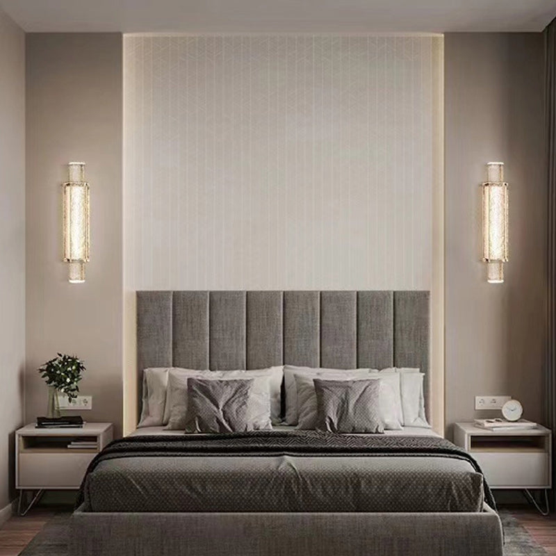 Lámpara de Aplique de Pared LED de Cilindro de Burbuja de Hierro y Vidrio de Lujo Moderno para Dormitorio 