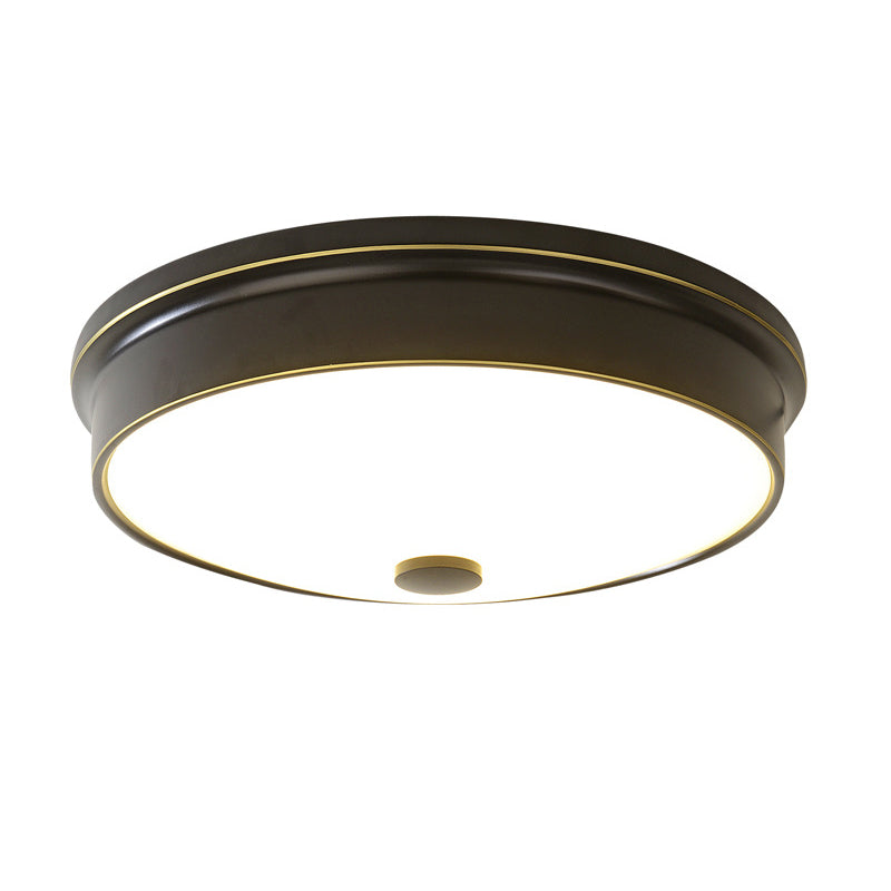 Plafonnier LED Rond en Verre et Fer Traditionnel Européen pour Chambre 