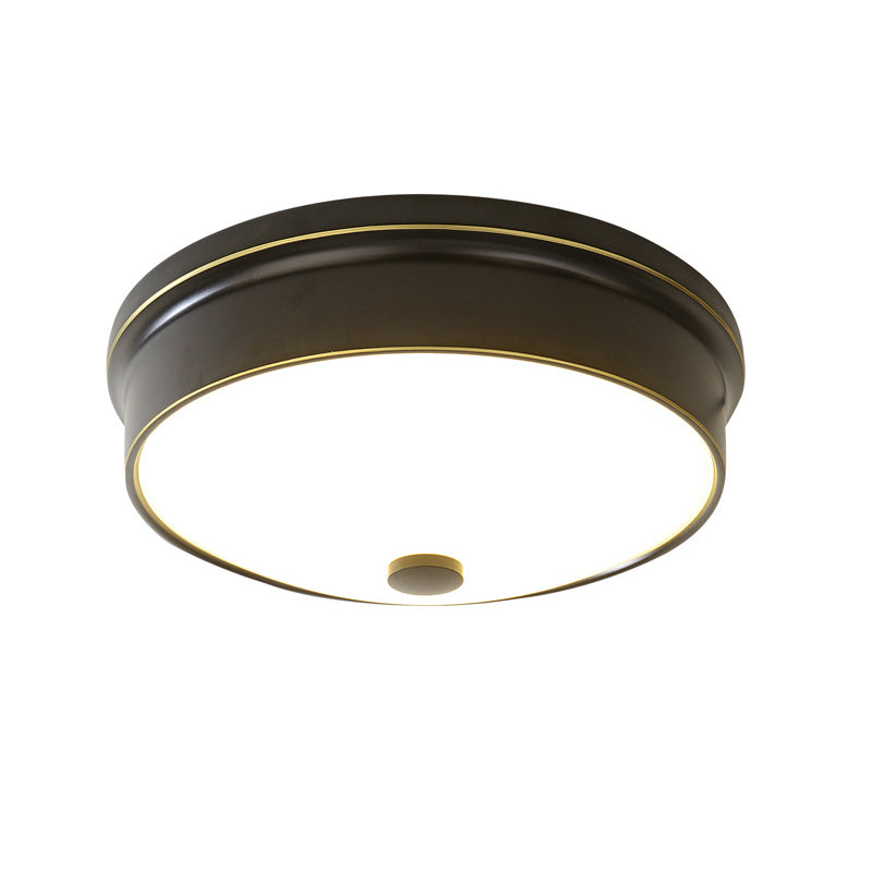 Plafonnier LED Rond en Verre et Fer Traditionnel Européen pour Chambre 