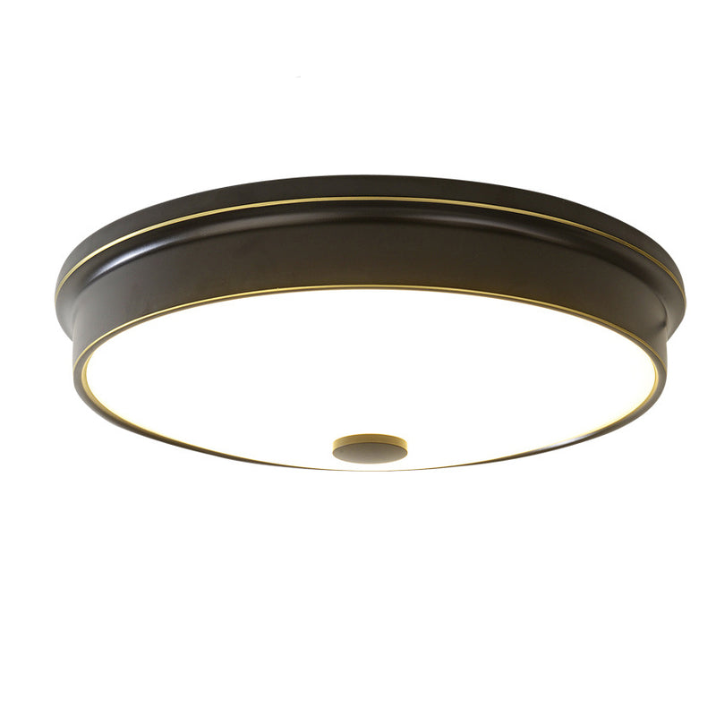 Plafonnier LED Rond en Verre et Fer Traditionnel Européen pour Chambre 