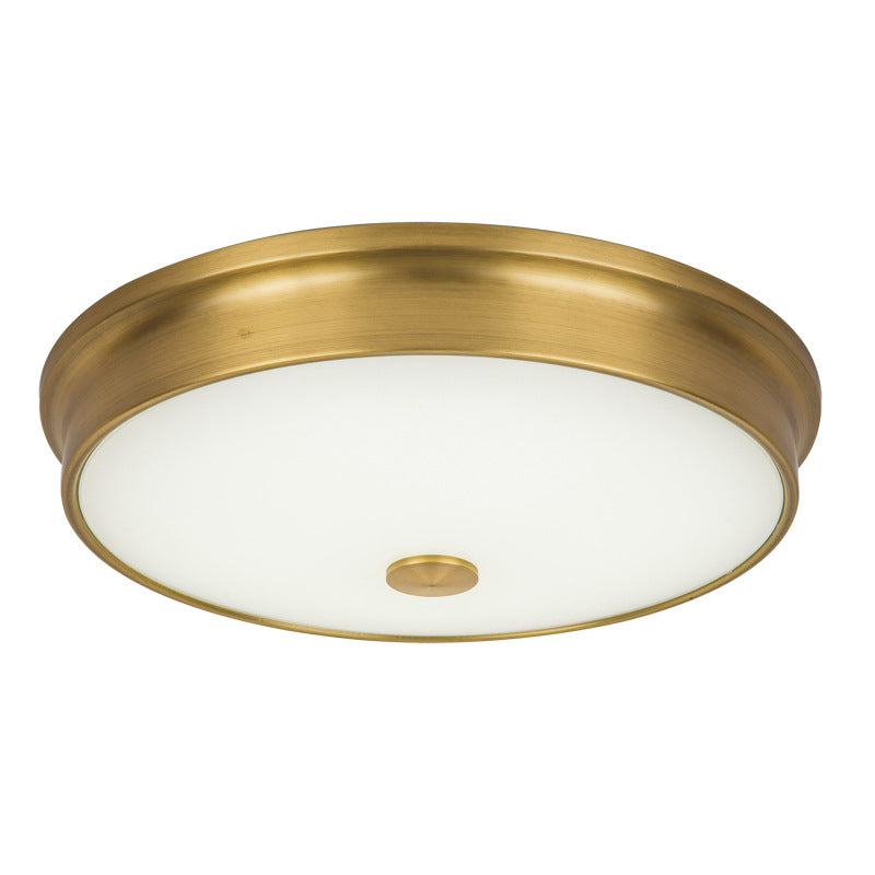 Plafonnier LED Rond en Verre et Fer Traditionnel Européen pour Chambre 