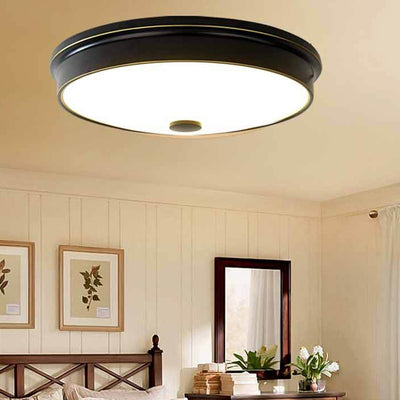 Plafonnier LED Rond en Verre et Fer Traditionnel Européen pour Chambre 