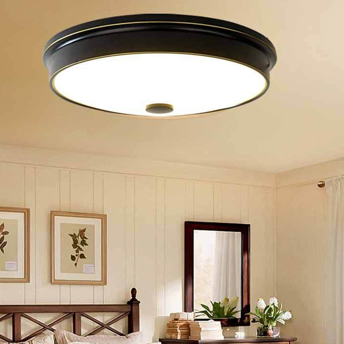 Plafonnier LED Rond en Verre et Fer Traditionnel Européen pour Chambre 