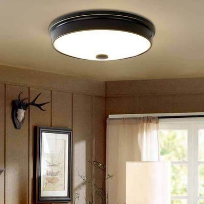 Plafonnier LED Rond en Verre et Fer Traditionnel Européen pour Chambre 