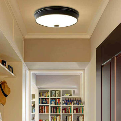 Plafonnier LED Rond en Verre et Fer Traditionnel Européen pour Chambre 