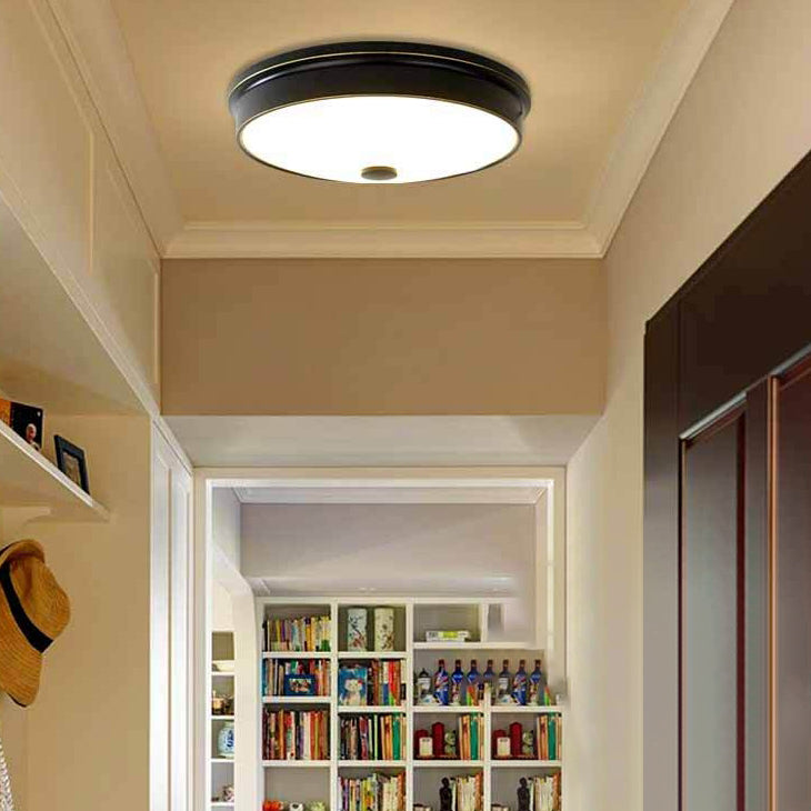 Plafonnier LED Rond en Verre et Fer Traditionnel Européen pour Chambre 