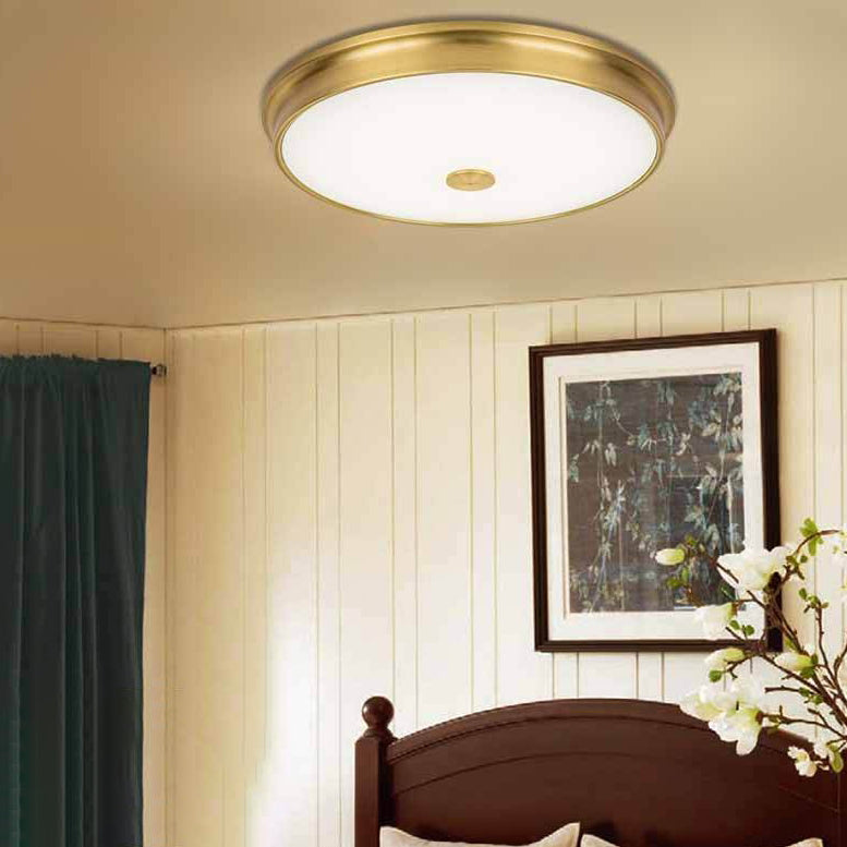 Plafonnier LED Rond en Verre et Fer Traditionnel Européen pour Chambre 