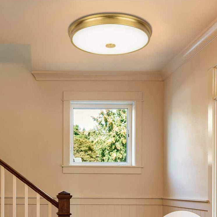 Plafonnier LED Rond en Verre et Fer Traditionnel Européen pour Chambre 